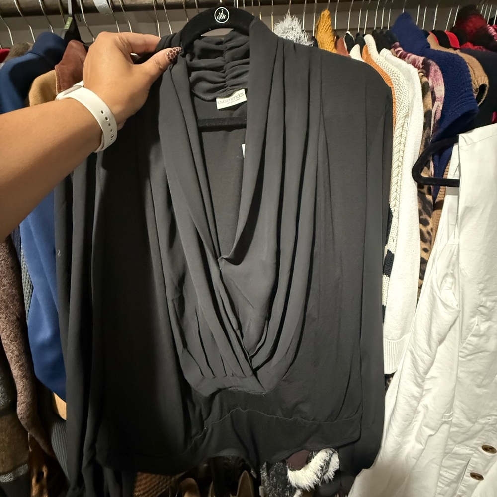 Eva Mendes for New York & Company Charcoal Drape Blouse